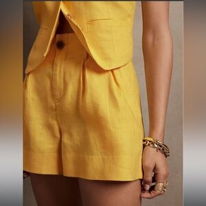 Banana Republic High Waist Yellow Women's Linen Shorts Size 8
